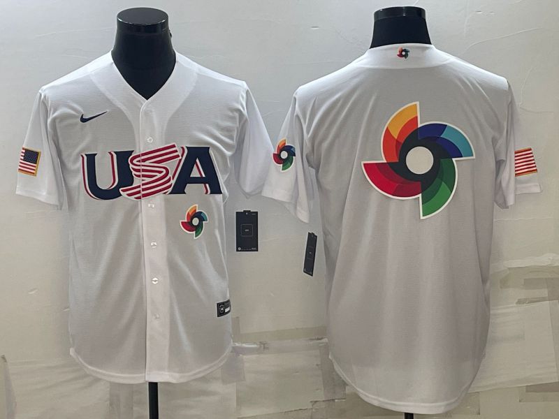 Men 2023 World Cub USA Blank White Nike MLB Jersey6->more jerseys->MLB Jersey